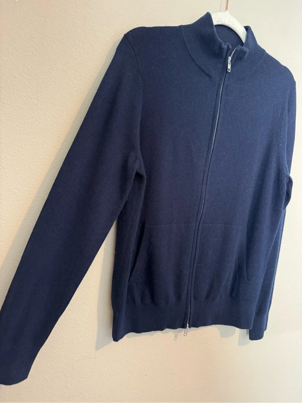 Quince Mongolian Cashmere Full Zip Sweater True Navy
